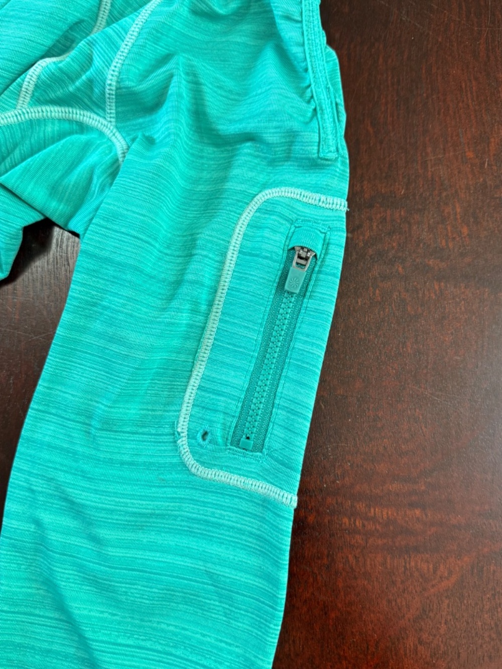 Athleta Green Micro Stripe Quarter Zip Pullover Size Medium - Picture 5 of 10